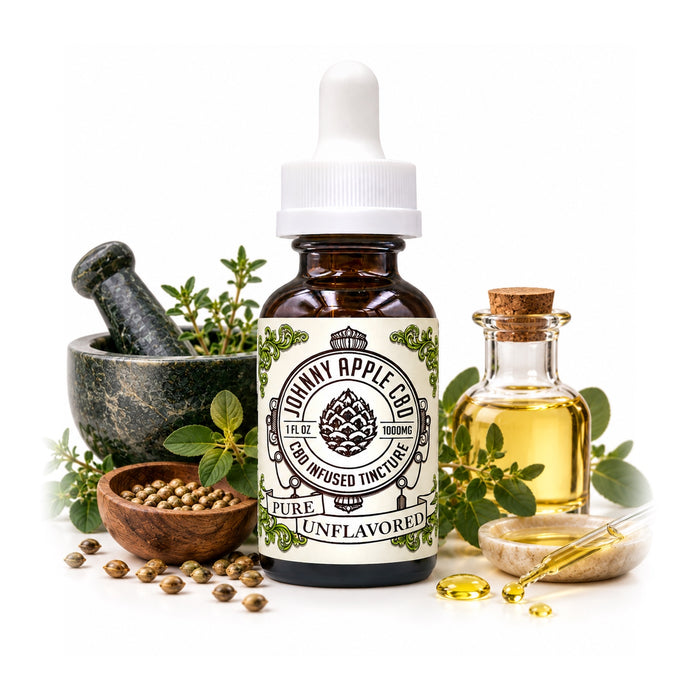 Original unflavored CBD tincture bottle with herbs